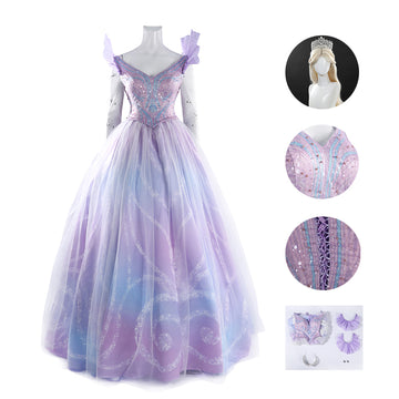 Wicked Witch 2 Glinda Purple Cosplay Costume Halloween Dress Suit BEcostume